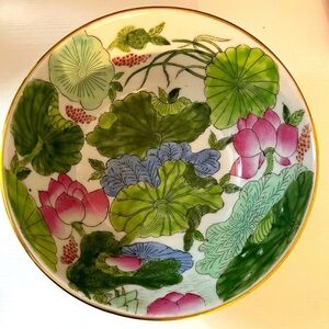 Floral Hand Painted Gold Trim Decorative Bowl Made in China Vintage